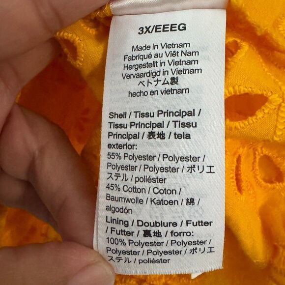 NWT J.Crew Size 3X Puff-Sleeve Popover Top In Eyelet Sweet Marigold Embroidered - Picture 8 of 8